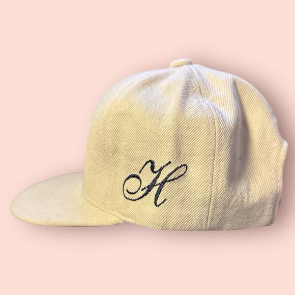 Tommy Hilfiger Script Logo Dad Hat Cap Strapback Clip Buckle Retro Cream Vtg - Picture 2 of 3